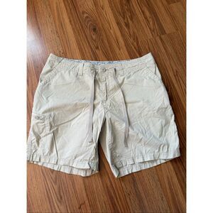 Eddie Bauer Women's Drawstring Cotton Blend Cargo Shorts Cream Size 10